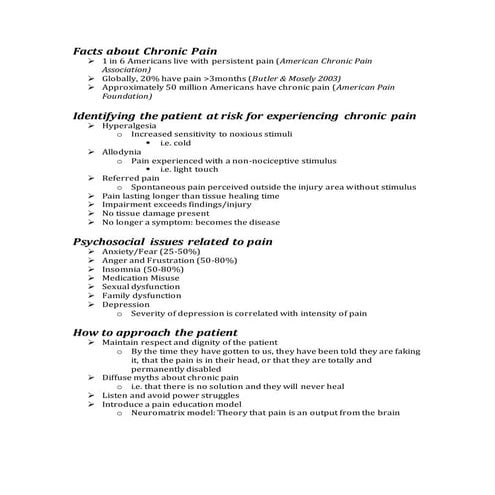 Inservice Chronic Pain