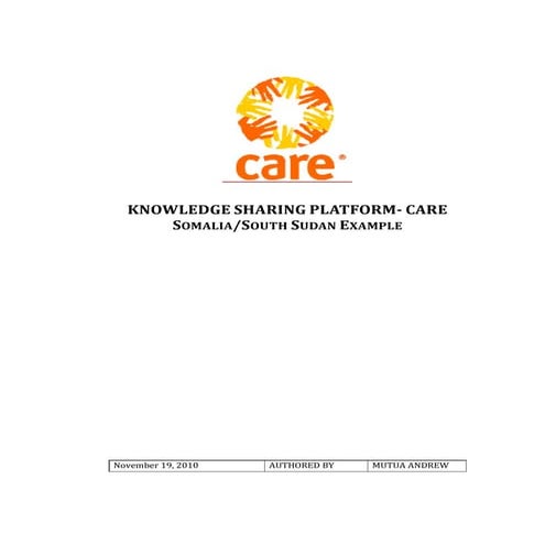 KS PLATFORM_CARE Somalia_South Sudan Example