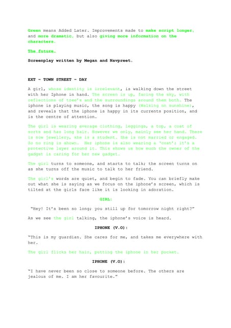 A2 script the future showing changes