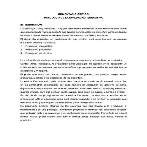 Actividad 4.3 comentario critico patalogía de la evaluación educativa