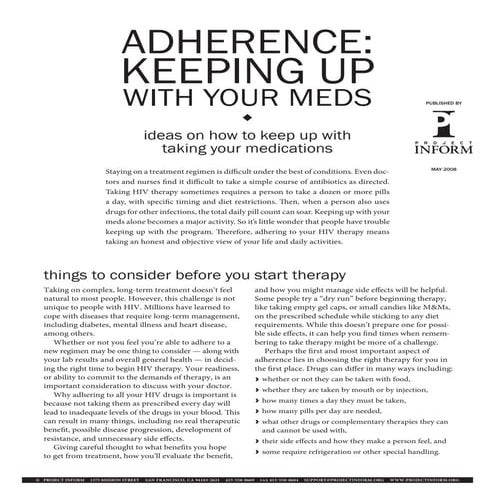 Adherence (Additional PLUS Reading Materials)