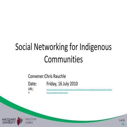 Aiatsis presentation on social networking
