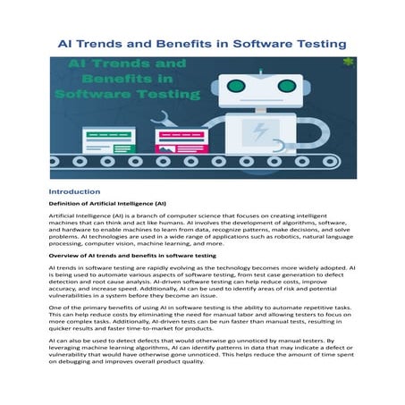 AI Trends and Benefits in Software Testing