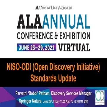 Patham "NISO-ODI (Open Discovery Initiative) Standards Update"