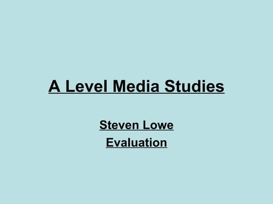 Steve Lowe - Evaluation