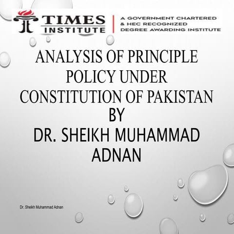 Analysis of principle policy under constitution of pakistan