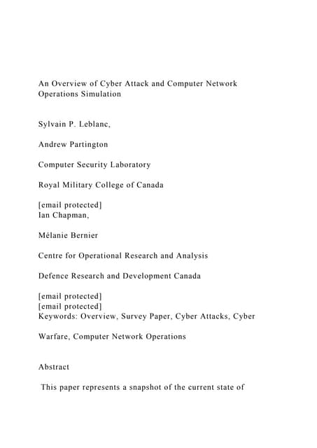 An Overview of Cyber Attack and Computer Network Operations Si.docx