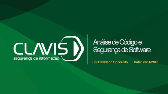 Desenvolvimento Seguro de Software - 10o Workshop SegInfo - Apresentação