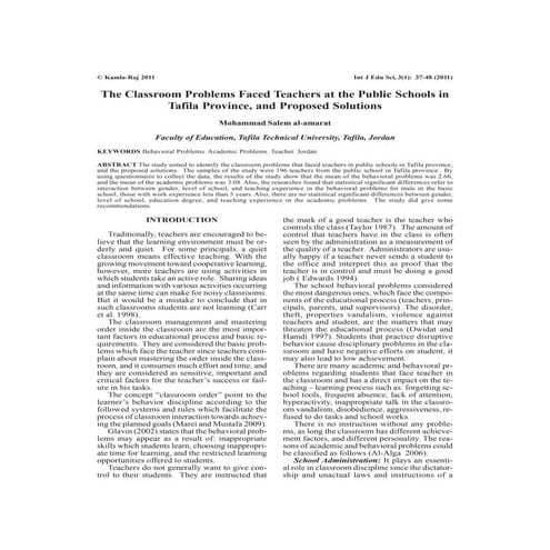  Classroom problem faced teacher in private school