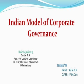 Indian Model of Corporate Governance