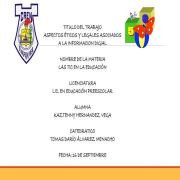 Aspectos eticos y legales asociados  a la informacion digital