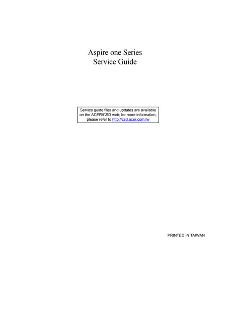 Aspire one series service guide