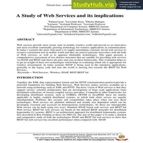 A Study Of Web Services And Its Implications