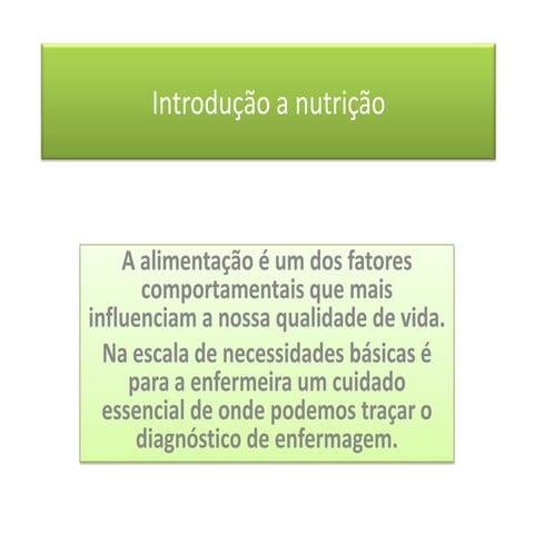 Aula De NutriçãO IntroduçãO
