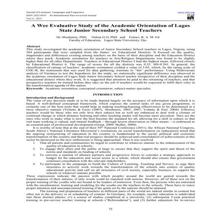 A wee evaluative study of the academic orientation