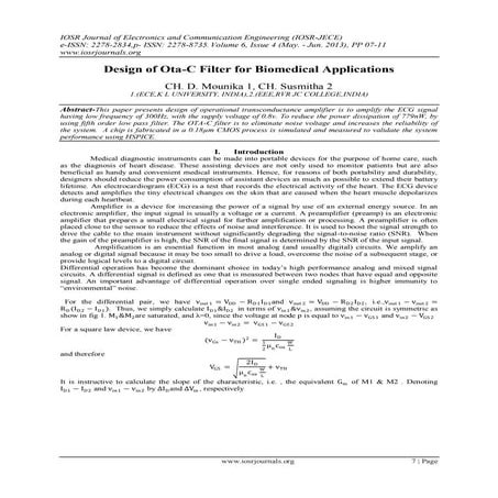 Design of Ota-C Filter for Biomedical Applications