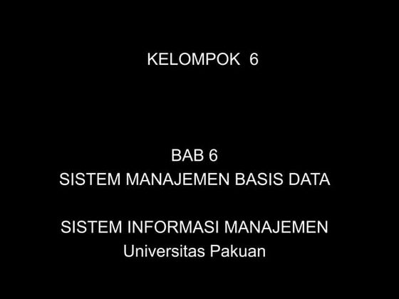 SISTEM MANAJEMEN BASIS DATA BAB 6 