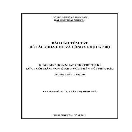 Đề tài: Giáo dục hoà nhập cho trẻ tự kỉ lứa tuổi mầm non, HOT