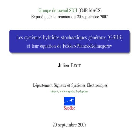 General stochastic hybrid systems and their FPK equation