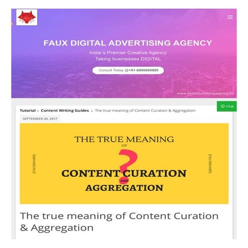 The true meaning of Content Curation and Aggregation