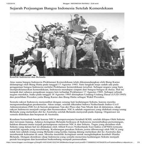 sejarah perjuangan bangsa indonesia setelah kemerdekaan