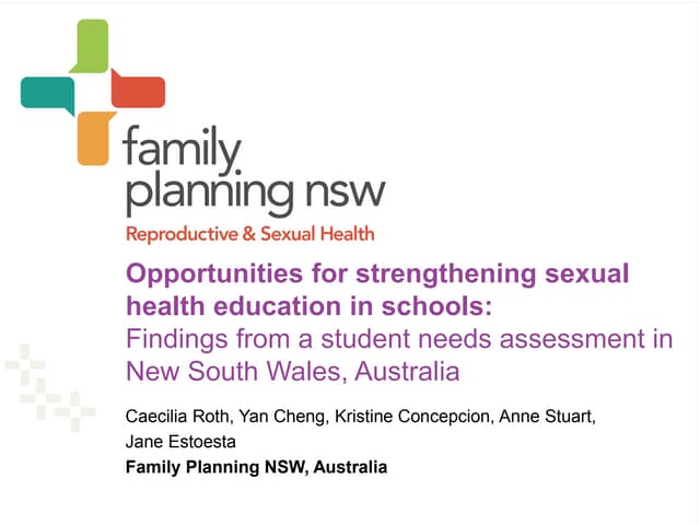Abstract presentation: Caecilia Roth (Opportunities for strengthening sexual ...