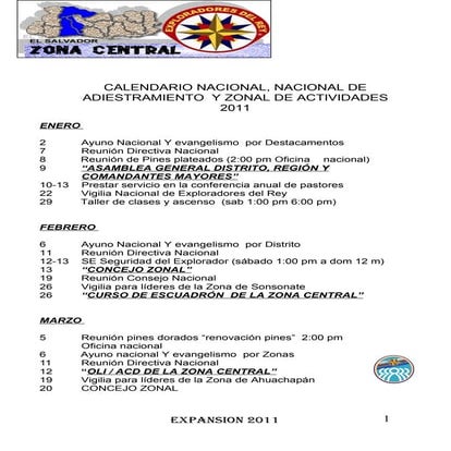 Calendario nacional Exploradores del Rey