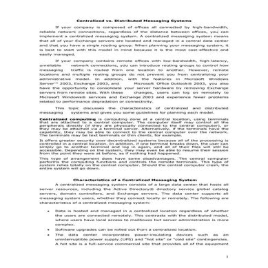 Centralized vs distrbution system