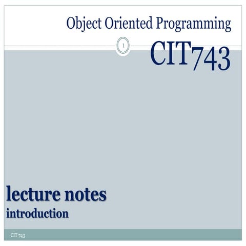Ch.1 oop introduction, classes and objects