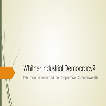 NERI Seminar:  Whither Industrial Democracy?  Irish Trade Unionism and the Co...