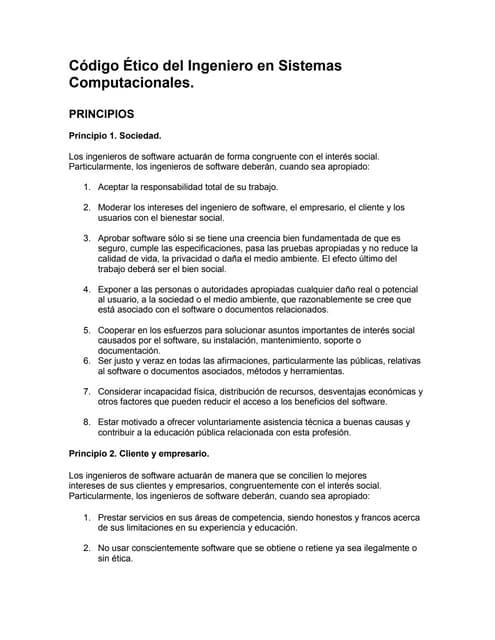 Codigo de etica del ing en sistemas