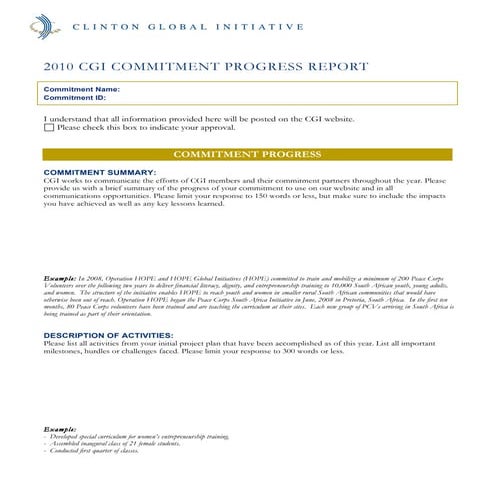 WISekey Global Clinton Initiative Commitment Status Report