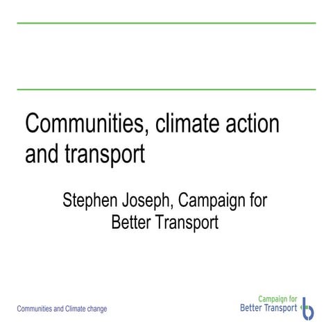 Communities, climate action and transport