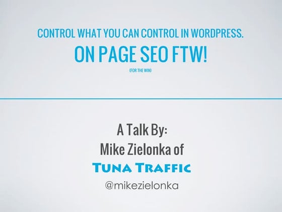 Control What You Can Control in WordPress. On Page SEO FTW!