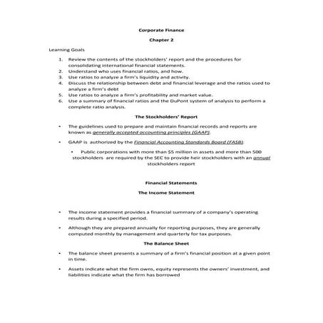 Corporate finance   chapter 2