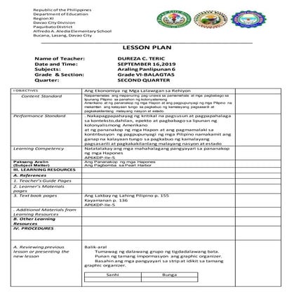 Cot dlp araling panlipunan 6 q2