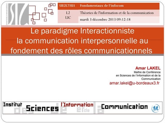 Le paradigme interactionniste, Introduction aux théories de la communication ...