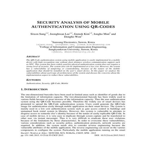 Security Analysis of Mobile Authentication Using QR-Codes 