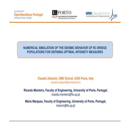 Numerical Simulation of the Seismic Behaviour of RC Bridge Populations for De...