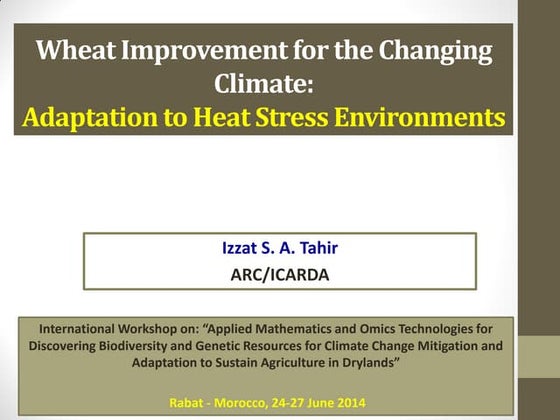 THEME – 3 Wheat Improvement for the Changing Climate: Adaptation to Heat Stre...