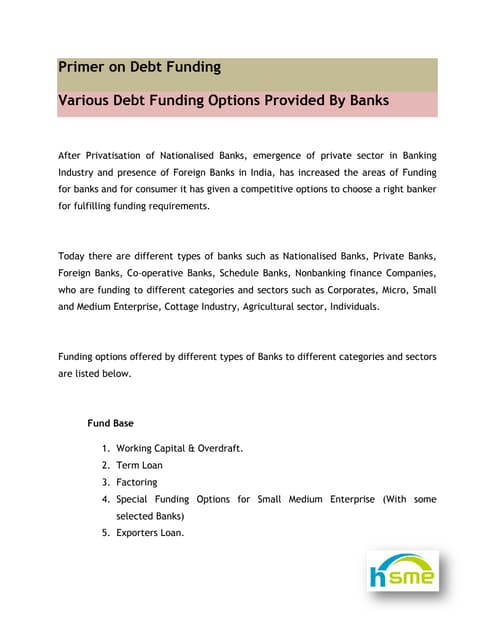 Debt Funding Primer Vipul Thaker Oct 2010 - copy