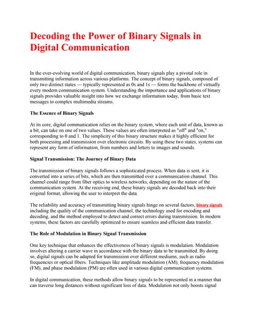 Decoding the Power of Binary Signals in Digital Communication.docx