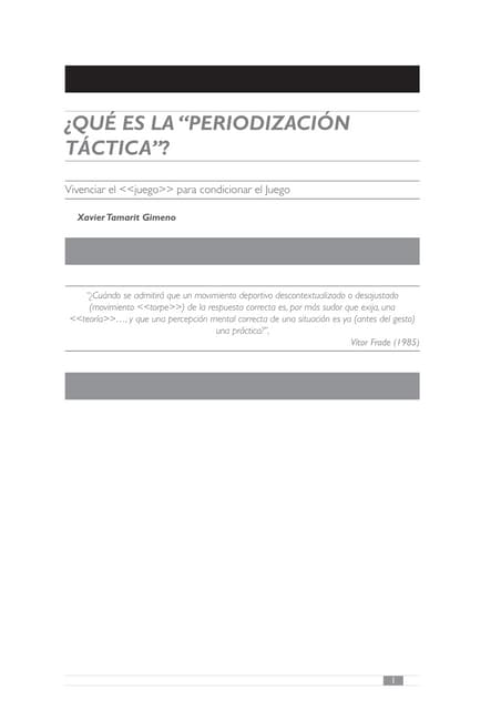 ¿Qué es la "Periodización Táctica"?