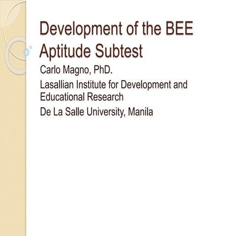 Developing aptitude test