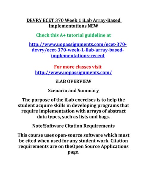 Devry ecet 370 week 1 i lab array