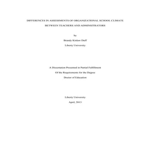Difference in assessments of organizational school climate