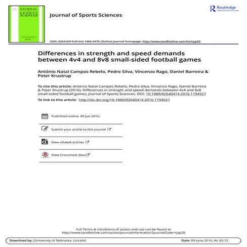 Differences in strength and speed demands between 4v4 and 8v8 SSG
