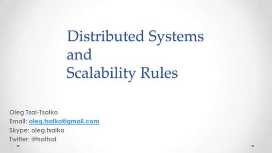 Distributed systems and scalability rules