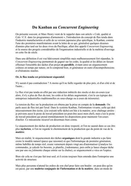 Du kanban au concurrent engineering