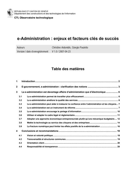 e-Administration: enjeux et facteurs clés de succès